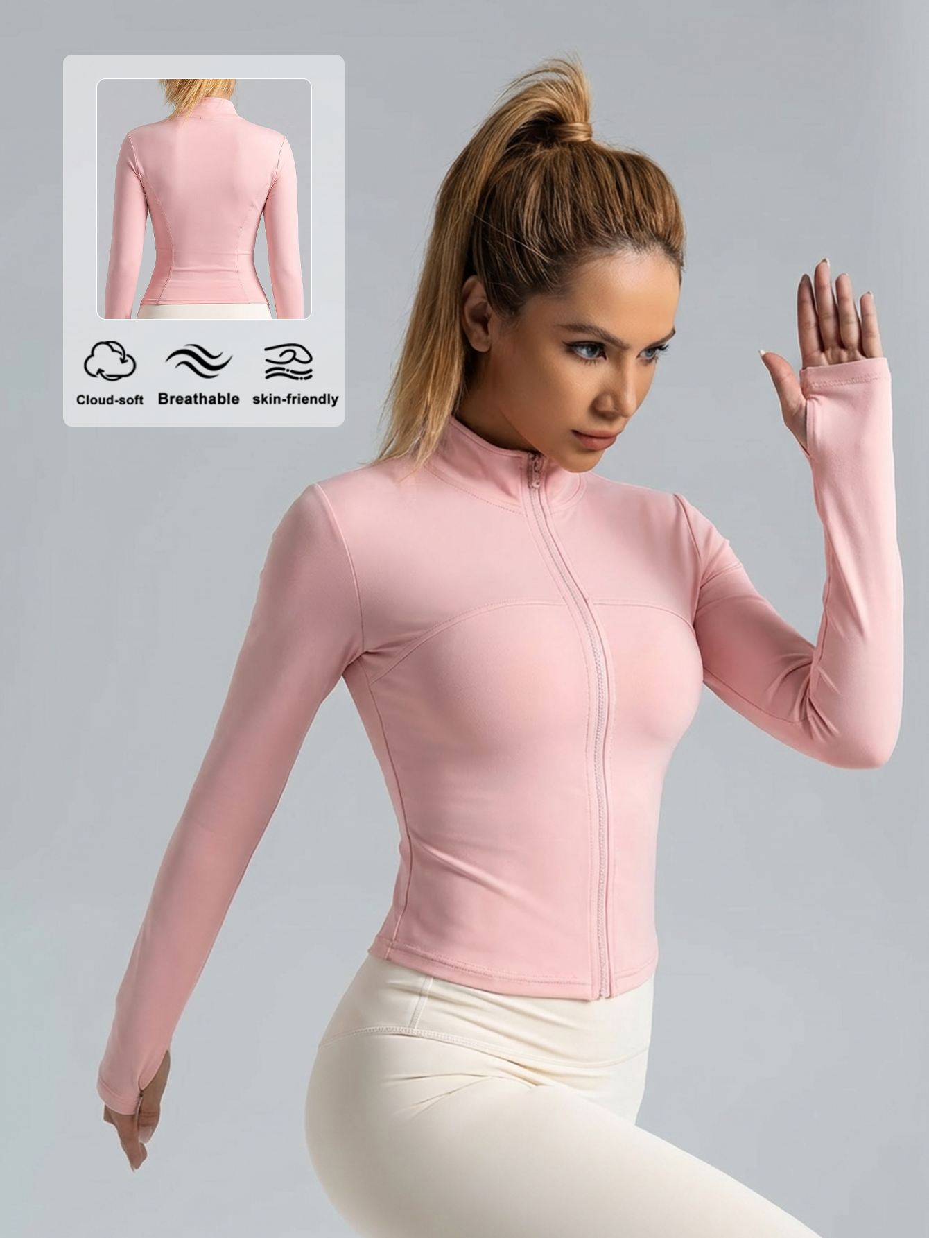 New Women Light pink Yoga Coat - Fitness & Nutrition Lab Zapopan avaliação e preço