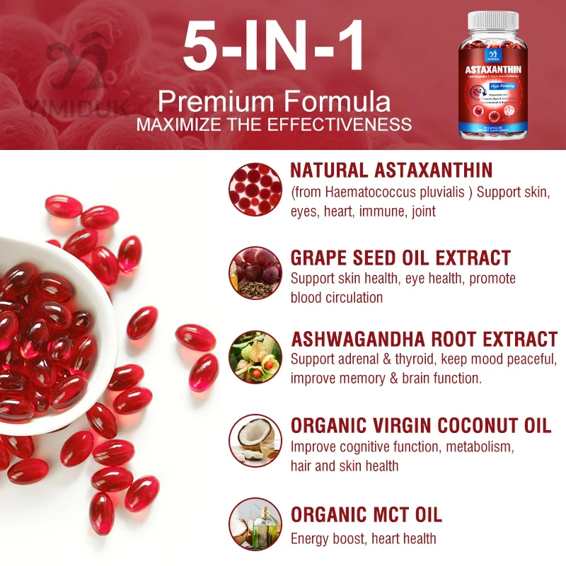 Astaxanthin Capsules with Grap - Mct Oil Coconut avaliação e preço