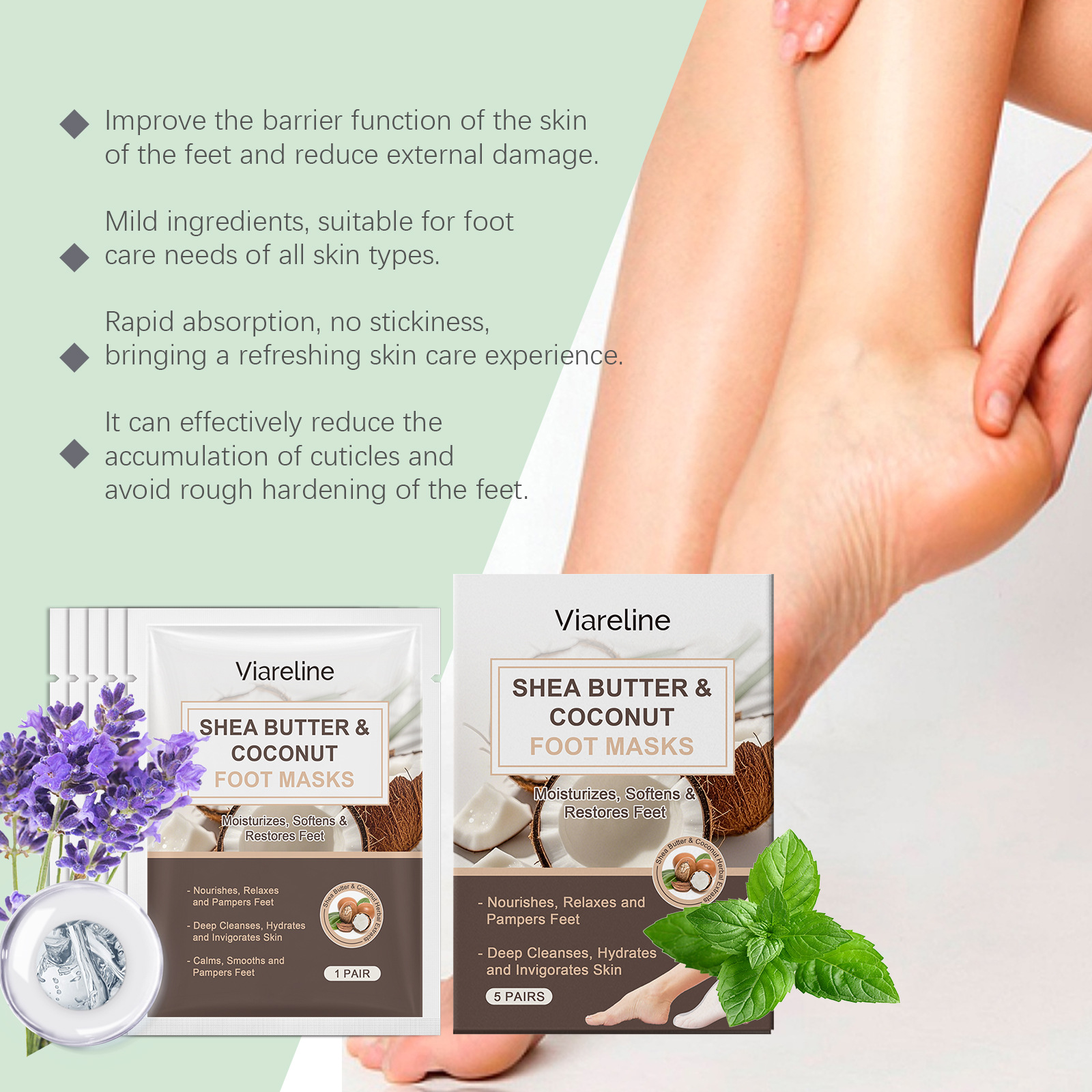 5PCS Coconut Foot Mask Peeling - Mct Oil Coconut avaliação e preço